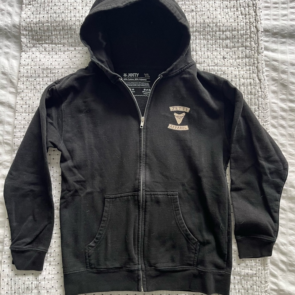 Jetty Black Zip-Up Hoodie